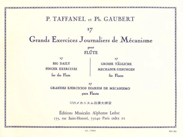 Leduc Taffanel Paul/gaubert Philippe – 17 Grands Exercices Journaliers De Mecanisme Pour Flute