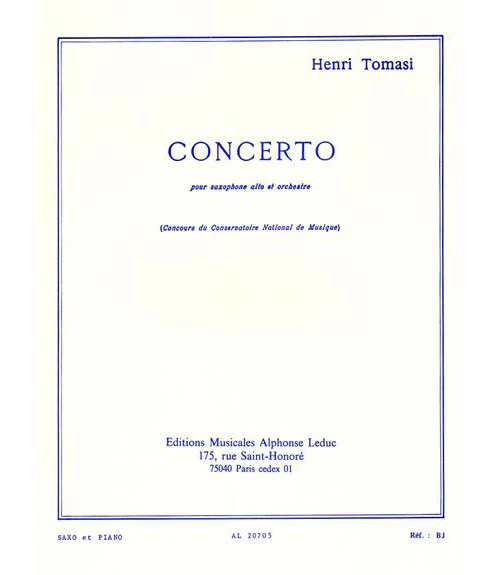 Leduc Tomasi Henri – Concerto Pour Saxophone Alto et Orchestre