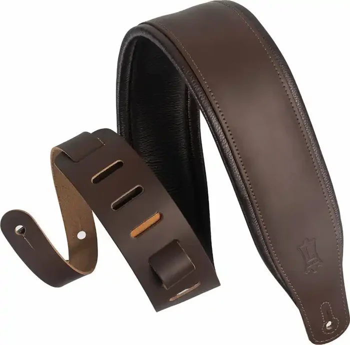 Levy‘s Amped Leather Courroie de guitare Dark Brown