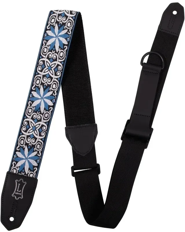 Levy‘s Jacquard Right Height Sangle pour guitare Blue, White, Black Motif