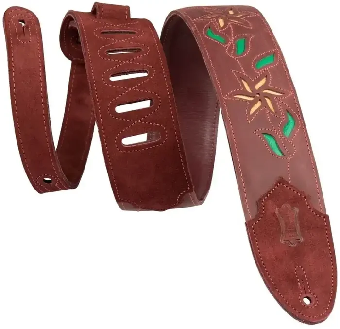 Levy‘s Leather Flowering Vine Courroie de guitare Burgundy
