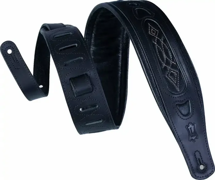 Levy‘s Rebel Leathers Courroie de guitare Black Embroidered