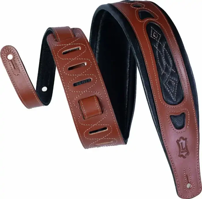 Levy‘s Rebel Leathers Courroie de guitare Walnut Embroidered
