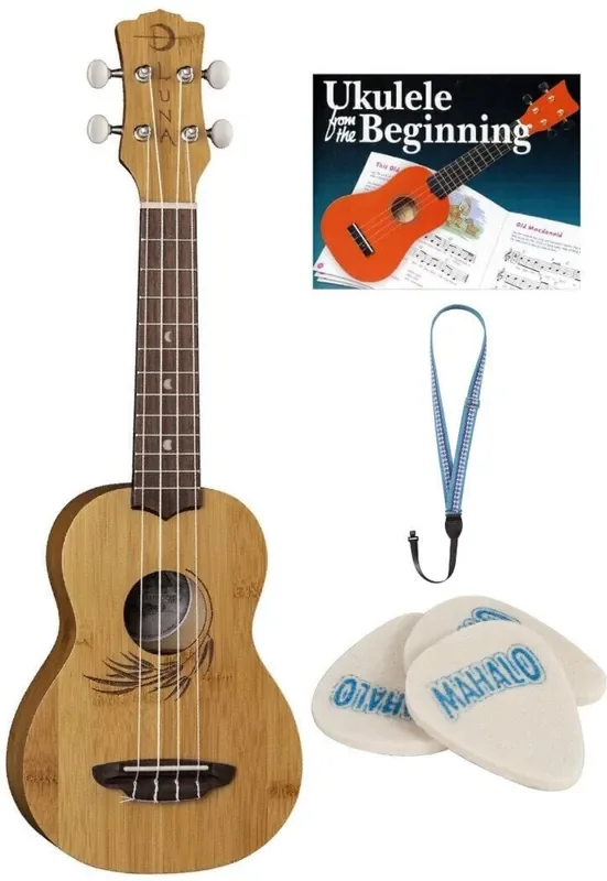 Luna UKE-BAMBOO-S SET Natural Ukulélé soprano