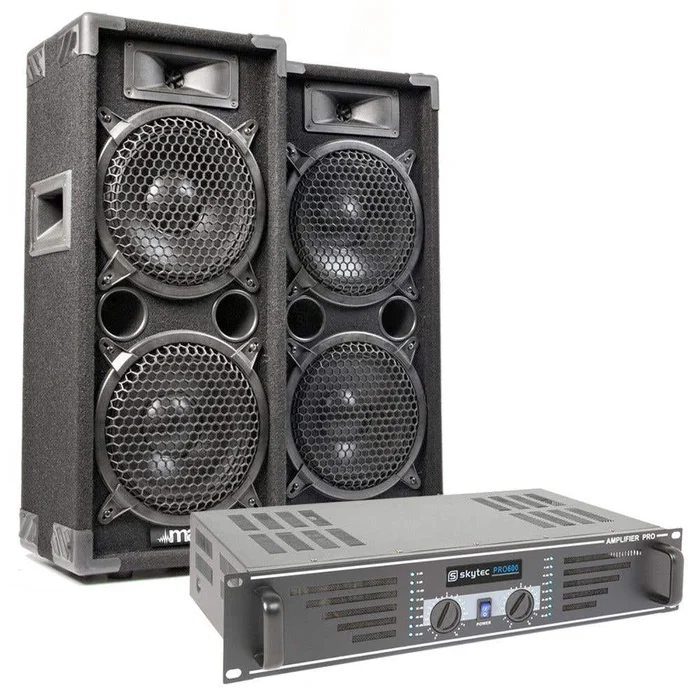 MAX Dark Night28 – 2 Enceintes Disco 2×8 Pouces, Amplificateur et Câble, Puissance de 1600W