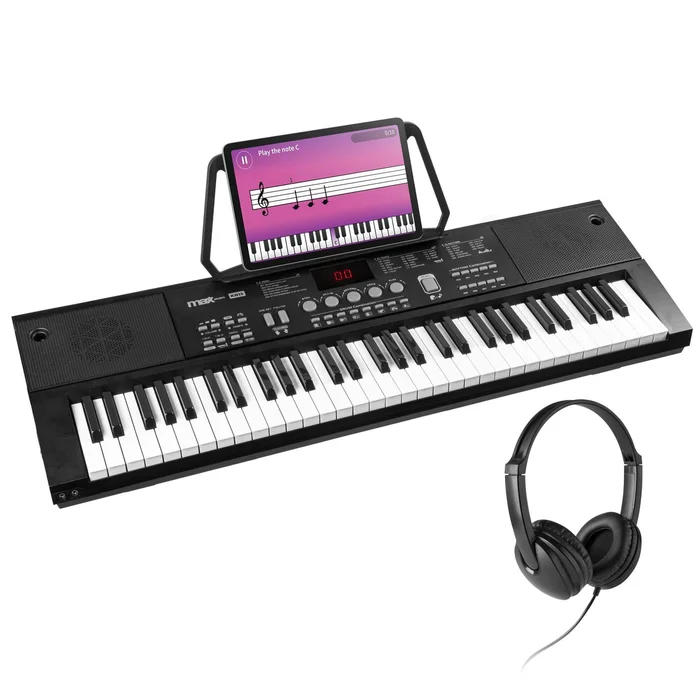 Max KB15 – Clavier Électronique 61 Touches pour Enfant avec Micro & Batterie Longue Durée, Casque Audio Inclus
