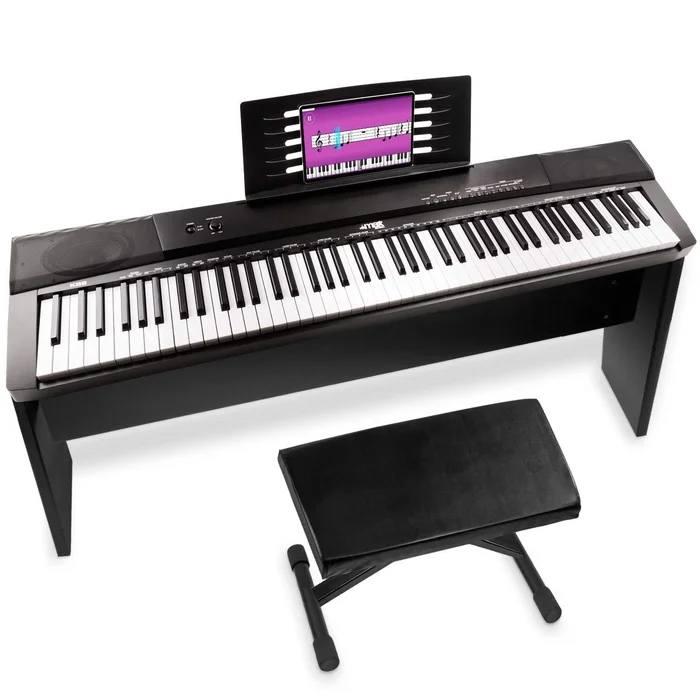 MAX KB6W Clavier Électronique 88 Touches avec Meuble en Bois et Banc