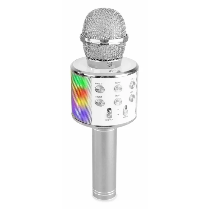 MAX KM15S – Micro Karaoké Sans Fil Bluetooth Éclairage LED – Argent