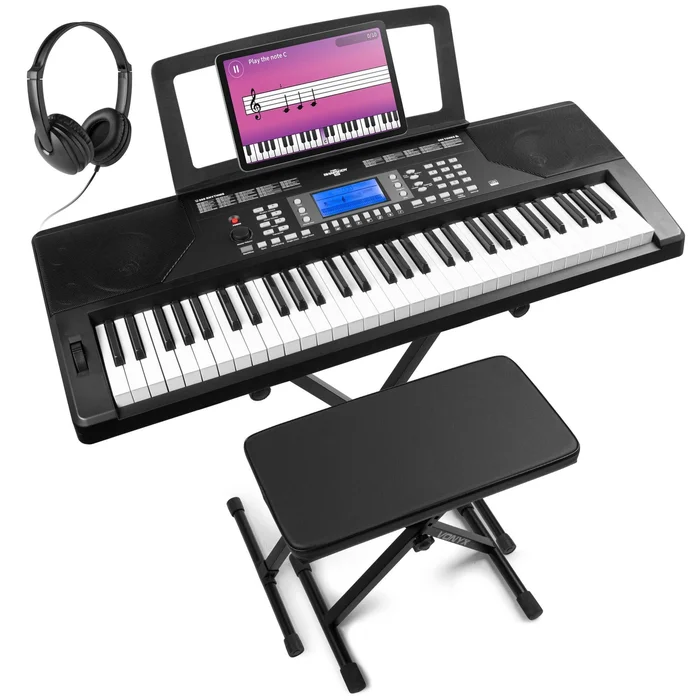 Max Rhapsody61P – Clavier Électronique 61 Touches Semi Lourdes, Pack complet, Haut-Parleurs Stéréo – Clavier MIDI