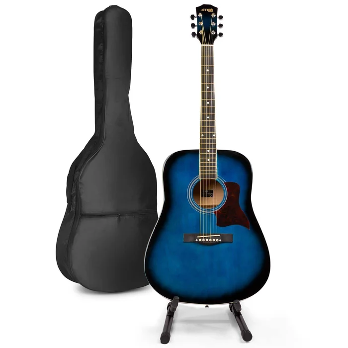 Max SoloJam Western – Guitare Acoustique Pack Débutant avec Stand – Bleue