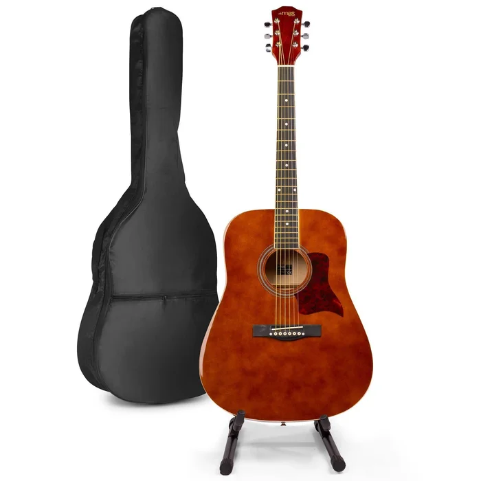 Max SoloJam Western – Guitare Acoustique Pack Débutant avec Stand – Couleur Noyer