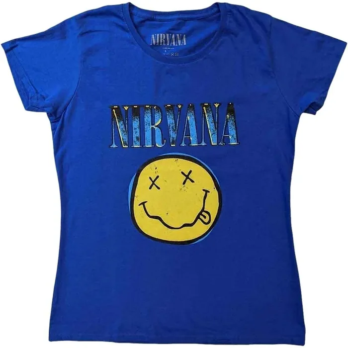 Nirvana T-shirt Xerox Happy Face Unisex Blue L