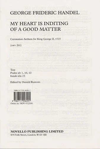 Novello Handel – My Heart Is Inditing Of A Good Matter – Satb