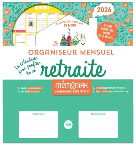 Organiseur mensuel Le Calendrier pour profiter de sa retraite Edition 2026
