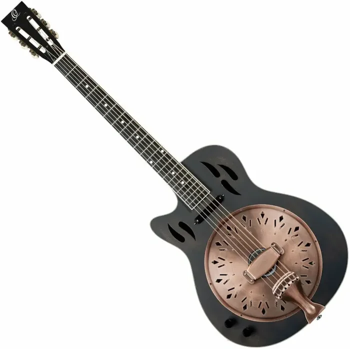 Ortega RRG40CE-DBK-L Distressed Black Satin Guitare à résonateur
