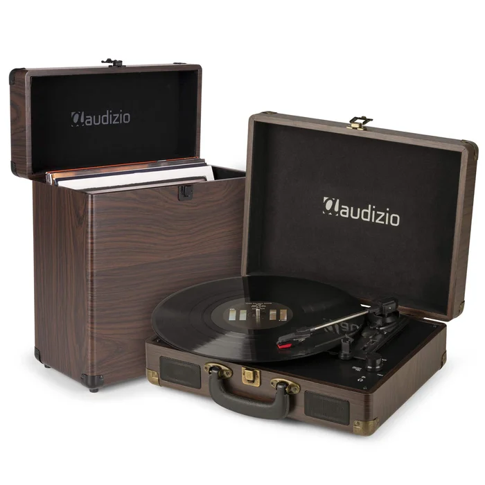 Pack Audizio RP114W Platine Vinyle avec un Étui de Rangement RC32 – Noyer