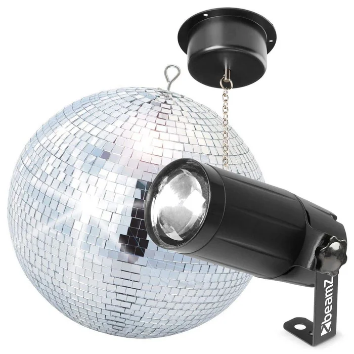 Pack Complet Boule à Facettes 30 cm, Moteur et Projecteur Spot LED