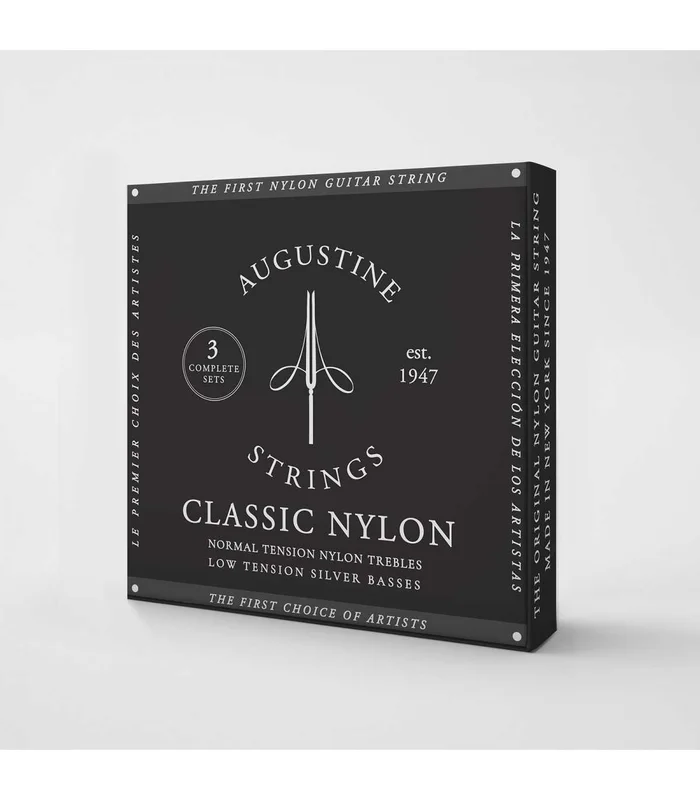 Pack de 3 jeux de Cordes pour Guitare Classique AUGUSTINE NOIR Tirant Faible