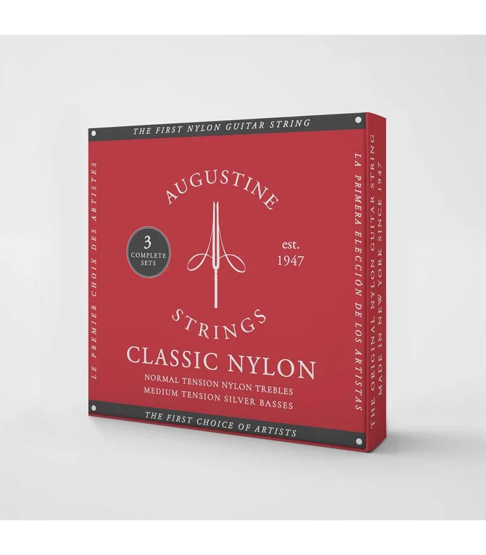 Pack de 3 jeux de Cordes pour Guitare Classique AUGUSTINE ROUGE Tirant Normal