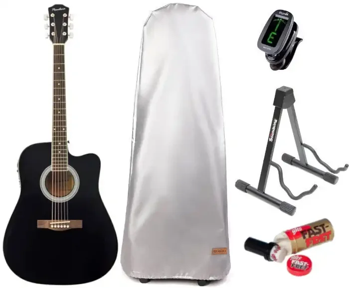 Pasadena SG028CE SET Black Guitare Dreadnought acoustique-électrique