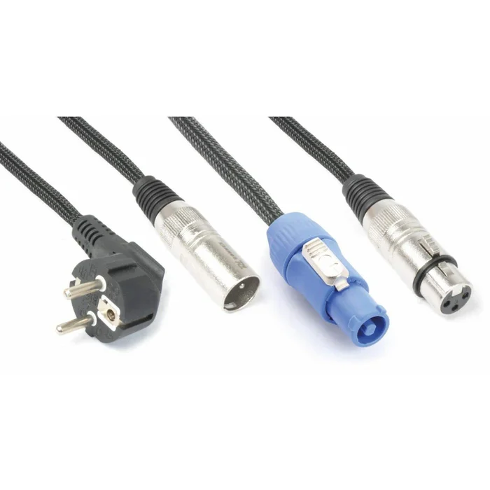 PD Connex Câble Audio Combiné Cordon Schuko – XLR M/Connecteur Power A – XLR F – 20m