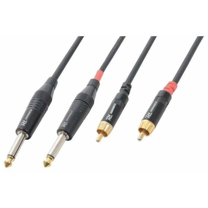 PD Connex Câble Audio Cordon 2x Jack 6,35 Mâle Mono/2x RCA Mâle – 3m