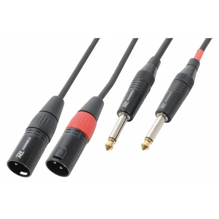 PD Connex Câble Audio Cordon 2x XLR Mâle – 2x Jack 6,35 Mâle Stéréo – 6m