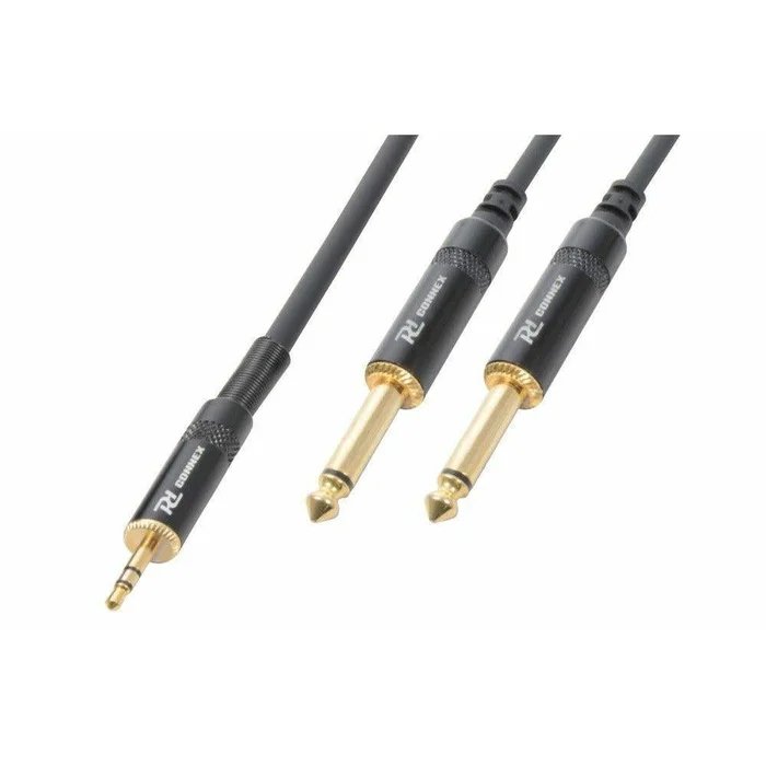 PD Connex Câble Audio Cordon Jack 3,5 Mâle Stéréo/2x Jack 6,35 Mono – 6m