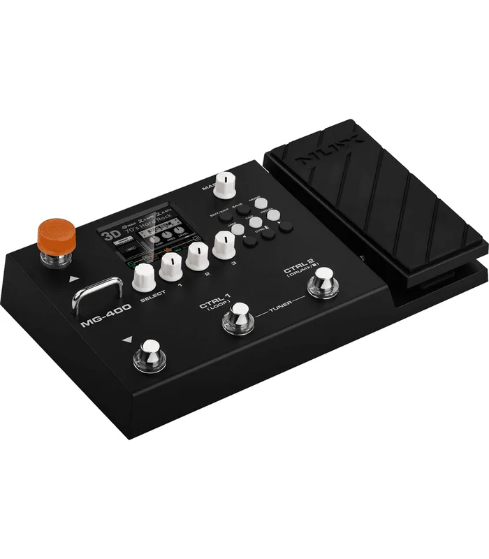 Pédalier Multi-Effets NUX – MG400 – 4 switchs, LCD 2,8″ couleur, pédale d’expression