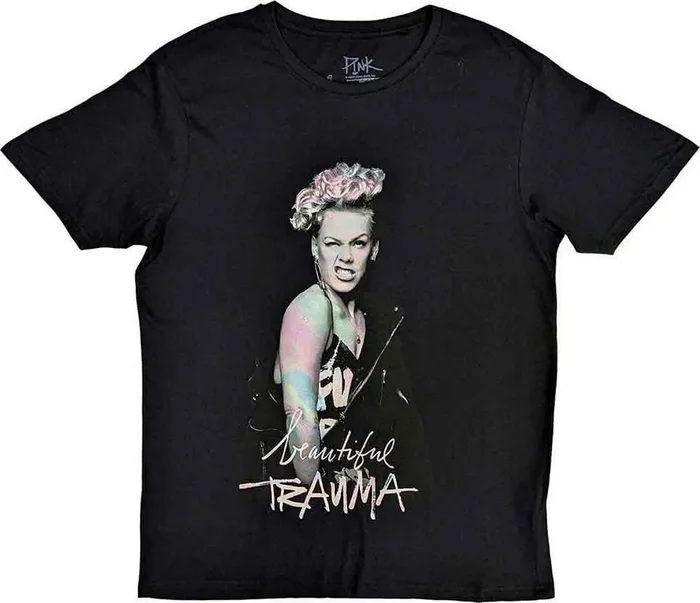 Pink T-shirt Wink Unisex Black S