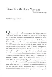Pour lire Wallace Stevens. Une lecture sauvage