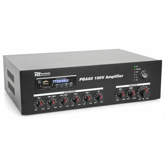 Power Dynamics PBA60 – Amplificateur Bluetooth, 60 Watts, USB/SD/MP3, avec Télécommande