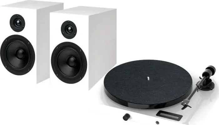 Pro-Ject Juke Box E1 + Speaker Box 5E OM5e High Gloss White Kit Turntable