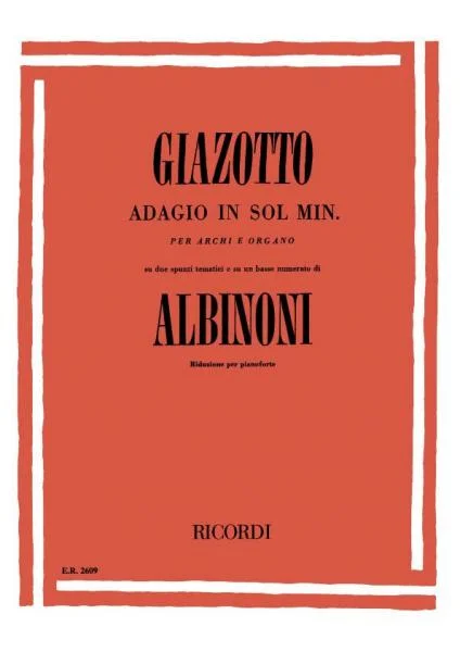 Ricordi Albinoni T. – Adagio In Sol Min – Piano