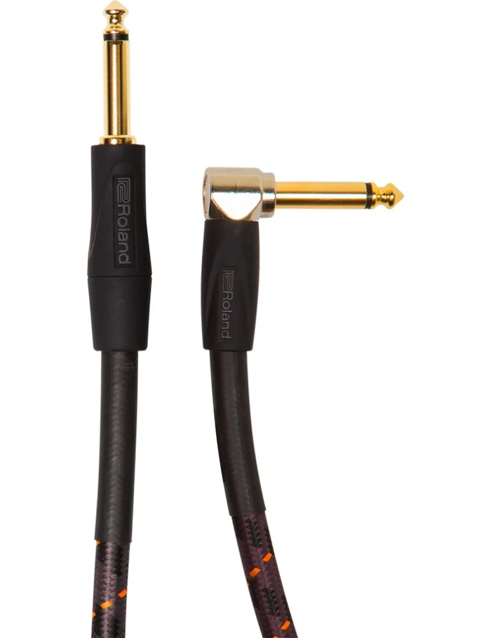 Roland RIC-G10A cable 3m tweed gold cable instrument droit/coudé