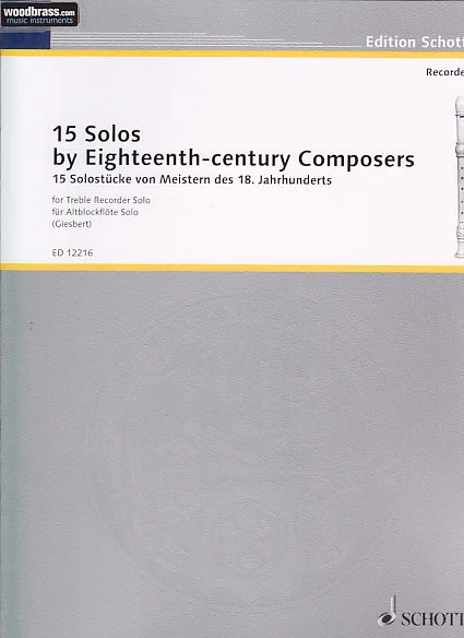 Schott 15 Solostücke Von Meistern Des 18. Jahrhunderts – Flute A Bec Alto Solo