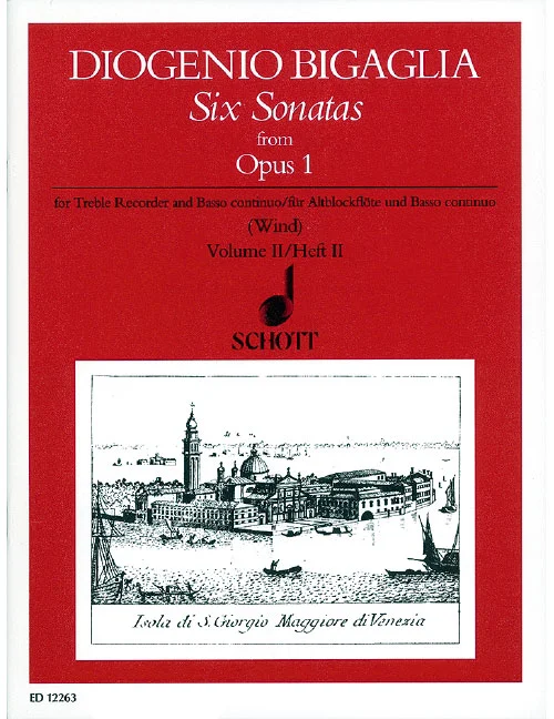 Schott Bigaglia – Six Sonatas Op. 1 – Treble Flute A Bec et Basso Continuo