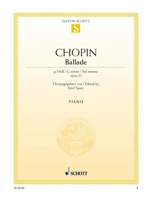 Schott Chopin – Ballade Sol Mineur Op. 23 – Piano