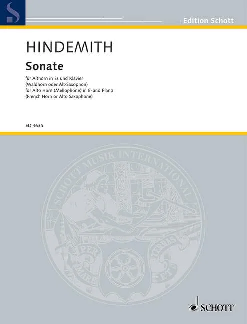 Schott HINDEMITH PAUL – SONATA – ALTO HORN IN EB AND PIANO