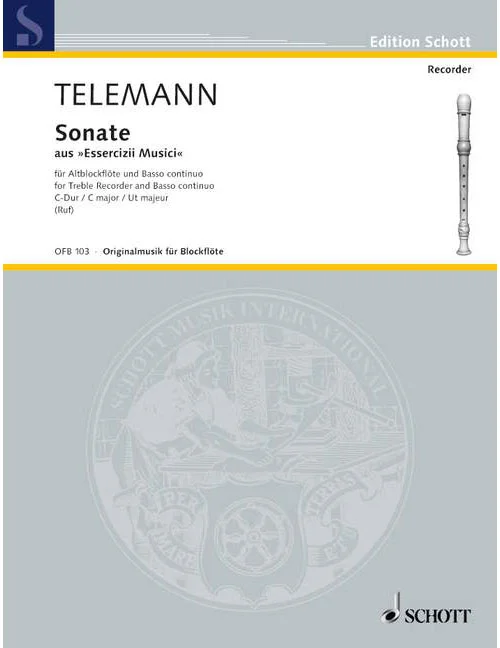 Schott Telemann G.P. – Sonata C Major – Treble Recorder And Basso Continuo Cello (viola Da Gamba) Ad Lib.