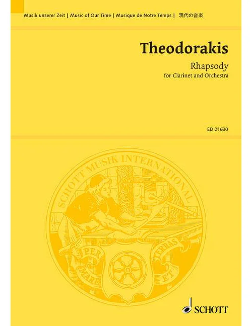 Schott Theodorakis – Rhapsodie – Clarinette et Orchestre