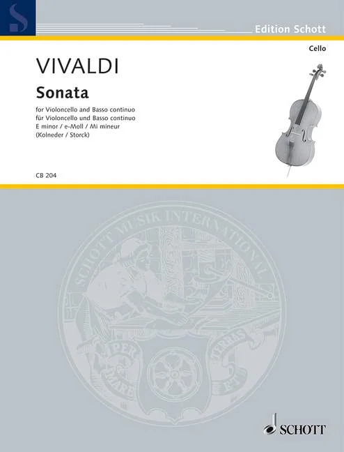 Schott Vivaldi Antonio – Six Sonatas – Cello And Basso Continuo