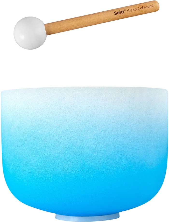 SELA Percussion Crystal Singing Bowl Chakra 10″ – Blue, Throat, G (432 Hz)