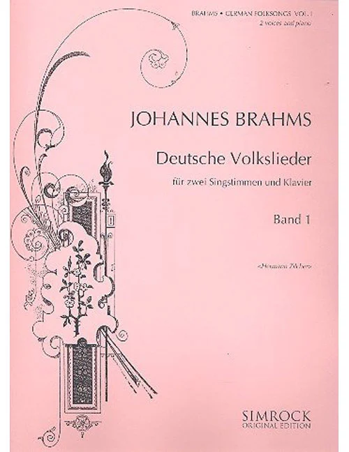 Simrock Brahms – German Folk Songs Vol. 1 – 2 Medium Voices et Piano