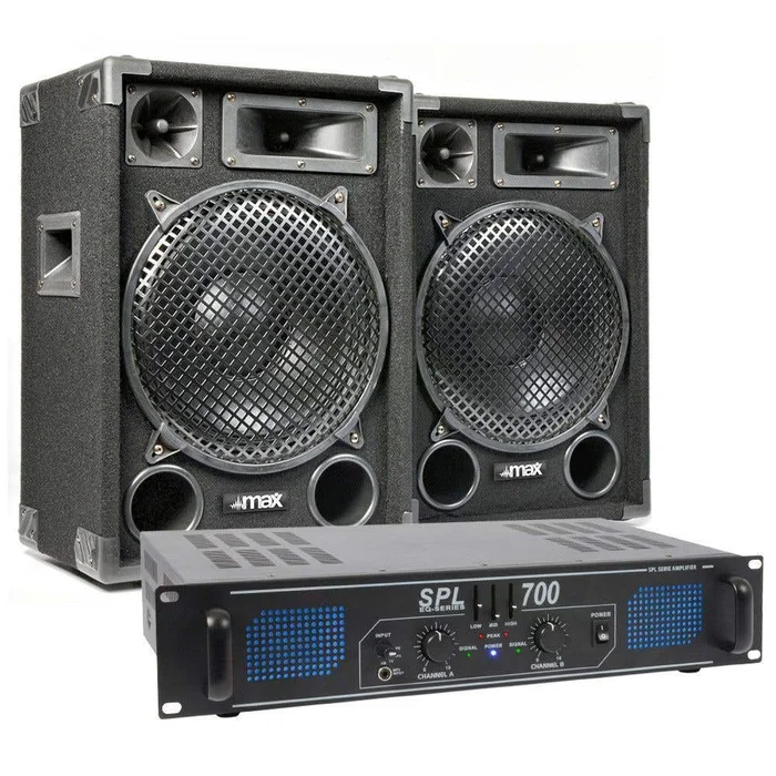 Skytec Kit Complet SPL 700 – Enceintes 700W avec Amplificateur