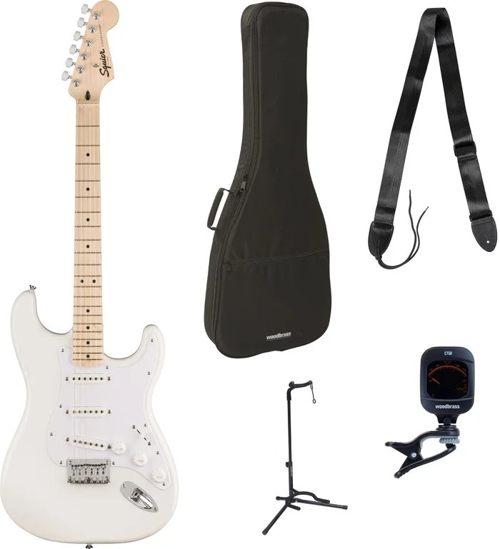 SQUIER Pack Sonic Stratocaster HT MN White Pickguard Arctic White + Accessoires