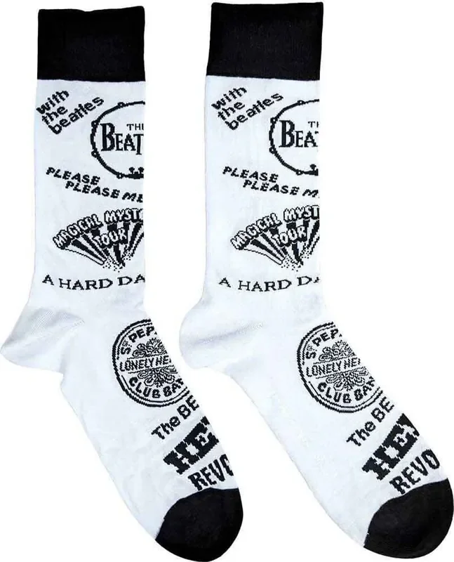 The Beatles Chaussettes Albums Monochrome White 40-45
