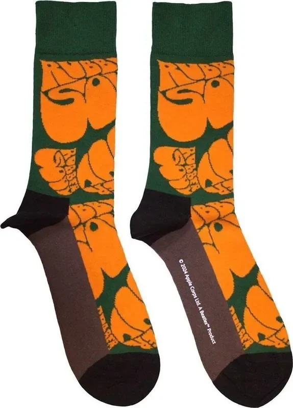 The Beatles Chaussettes Rubber Soul Text Repeat Green 40-45