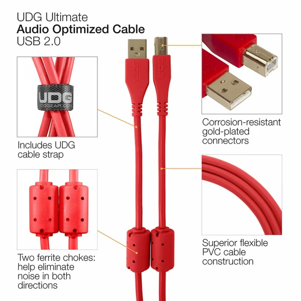 UDG Ultimate Audio Cable USB 2.0 A-B Straight – U95003RD (3m) – Image 4