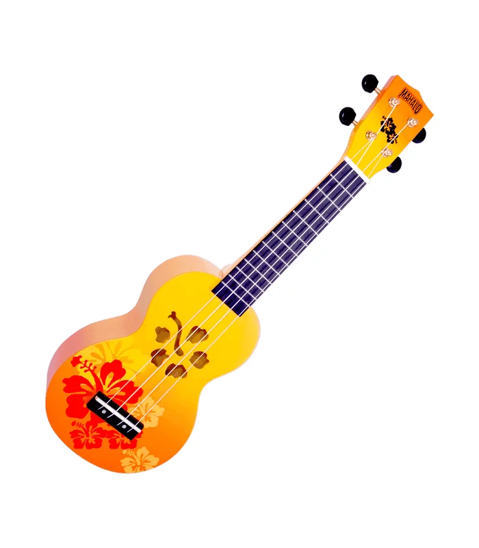 Ukulélé Soprano MAHALO MD1HBORB – Art – Fleurs Hibiscus Orange Brillant